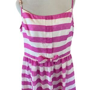 Lilly Pulitzer Antonia 14 Pink Striped Swiss Dot Bow Fit Flare Dress 51918